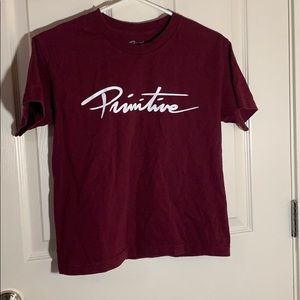 Primitive maroon logo tee shirt